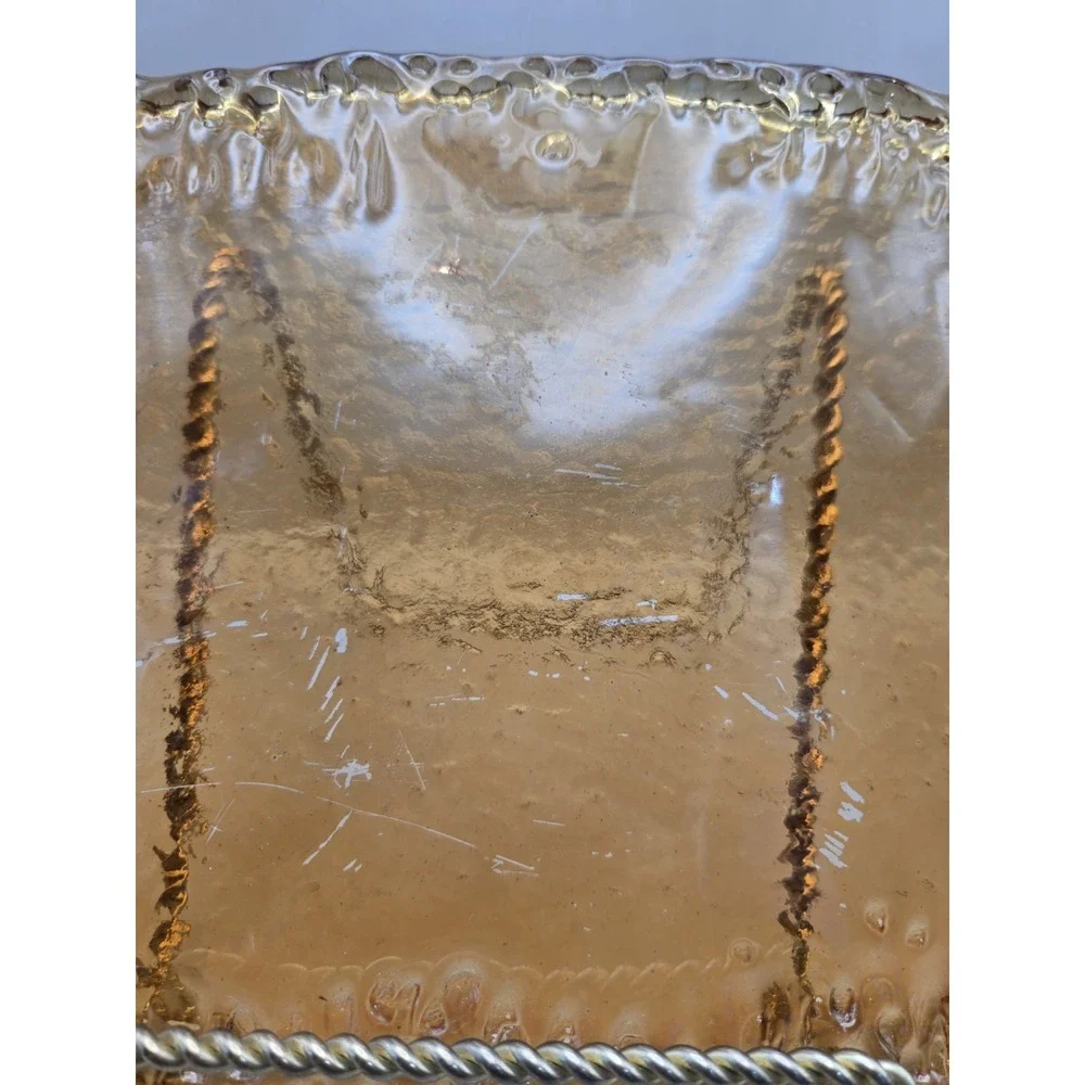 Vintage Amber Glass Curved Serving Tray - Japan 20th Century B#27